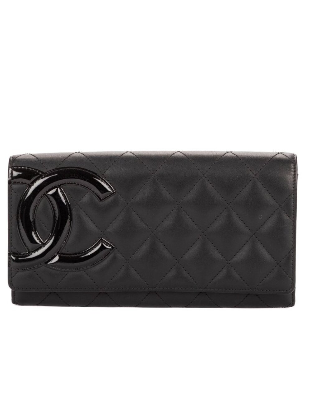 Chanel Cambon Ligne Bifold Wallet Black Quilted Lambskin Leather